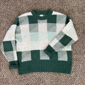 A New Day Green Buffalo Plaid Crewneck Sweater - Size Large